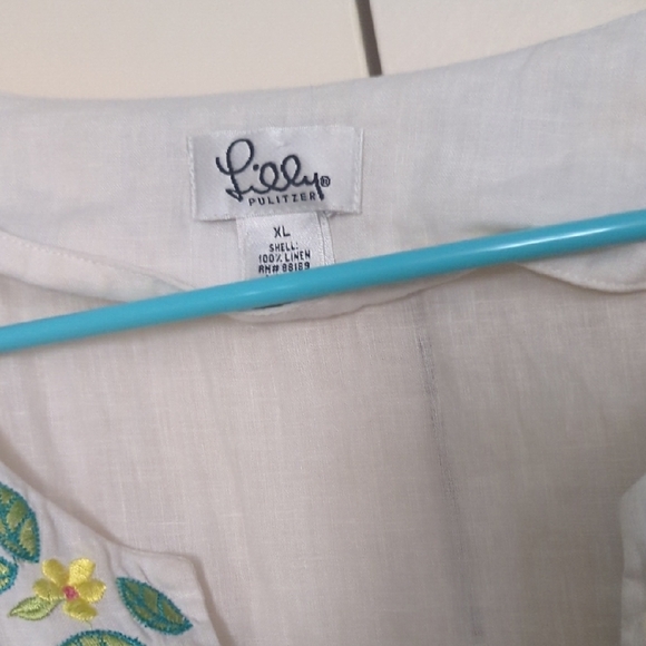 Lily Pulizer Embroidered Floral Cream Top Vintage XL - Picture 3 of 3